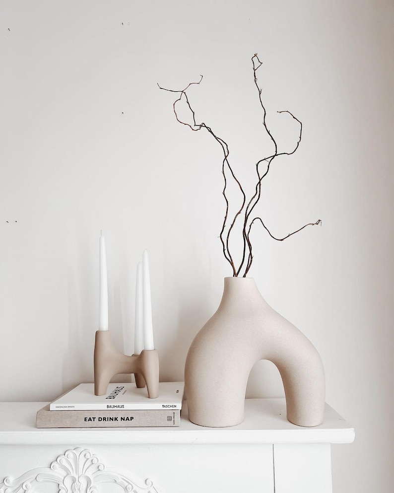 Nordic Style Ceramic Vase, Small and Large Donut Vase, Boho Decor, Unique Decor, Minimalist Decor, Ring Vase, Housewarming Gift, New Home image 4