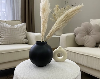 Ceramic Vase for Flowers, Round Ceramic Vase for Coffe Table Decor, Decorative Vase, Pampas Grass Vase, New Home Gift, Wedding Decoration