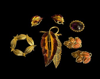 Set di spille e orecchini autunnali vintage