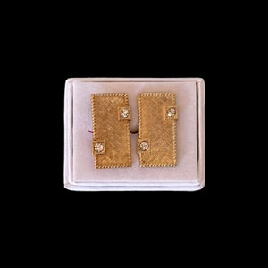 Vintage Gold Rectangle Cufflinks w/ crystal insets