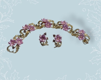 Set di bracciale e orecchini vintage STAR Floral Thermoset, firmato