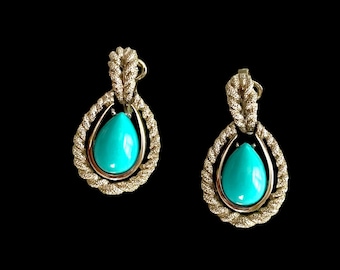 Orecchini pendenti vintage AVON color argento turchese con clip