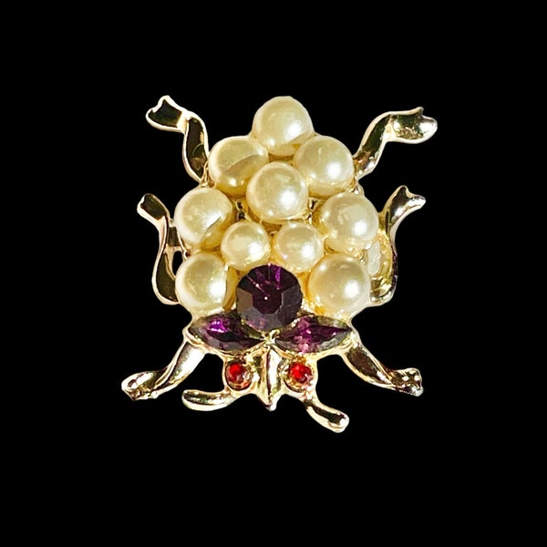 Vintage Pearl Beetle Brooch