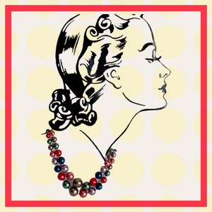Vintage Double Strand Multi-Colored Necklace