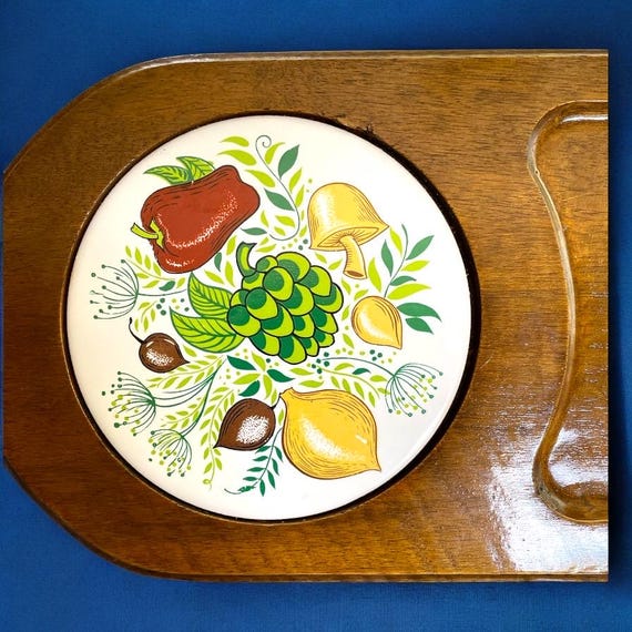 70年代のヴィンテージチーズボード（セラミックタイル付き） - Etsy 日本