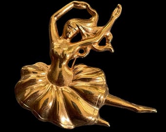 Spilla vintage a forma di ballerina in metallo, due finiture