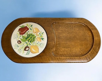 Tagliere per formaggi vintage anni '70 con piastrelle in ceramica