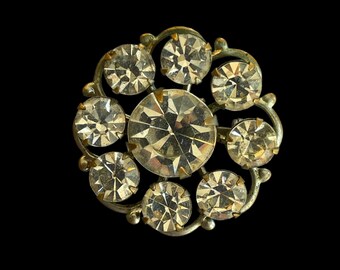 Piccola spilla/spilla rotonda vintage con strass