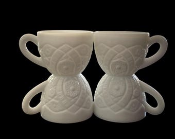 Set di 4 tazze in vetro di latte pressato vintage McKee