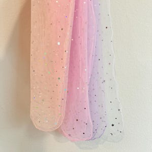 Calcetines transparentes con estrellas de confeti, calcetines de tul para niñas pequeñas y niñas, accesorios para fiestas de bailarinas imagen 13