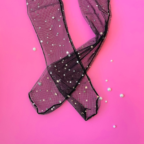 Sheer Socks with Confetti Stars, toddlers and girls tulle crew socks, Ballerina Party Girl accessories