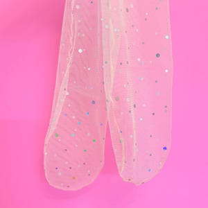 Calcetines transparentes con estrellas de confeti, calcetines de tul para niñas pequeñas y niñas, accesorios para fiestas de bailarinas imagen 12