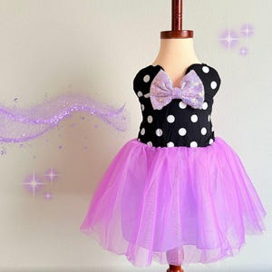 Minnie Mouse Toddler Girl Dress - Purple Polka Dot Tutu - Girl's Birthday Minnie Outfit, Disney Park Costume