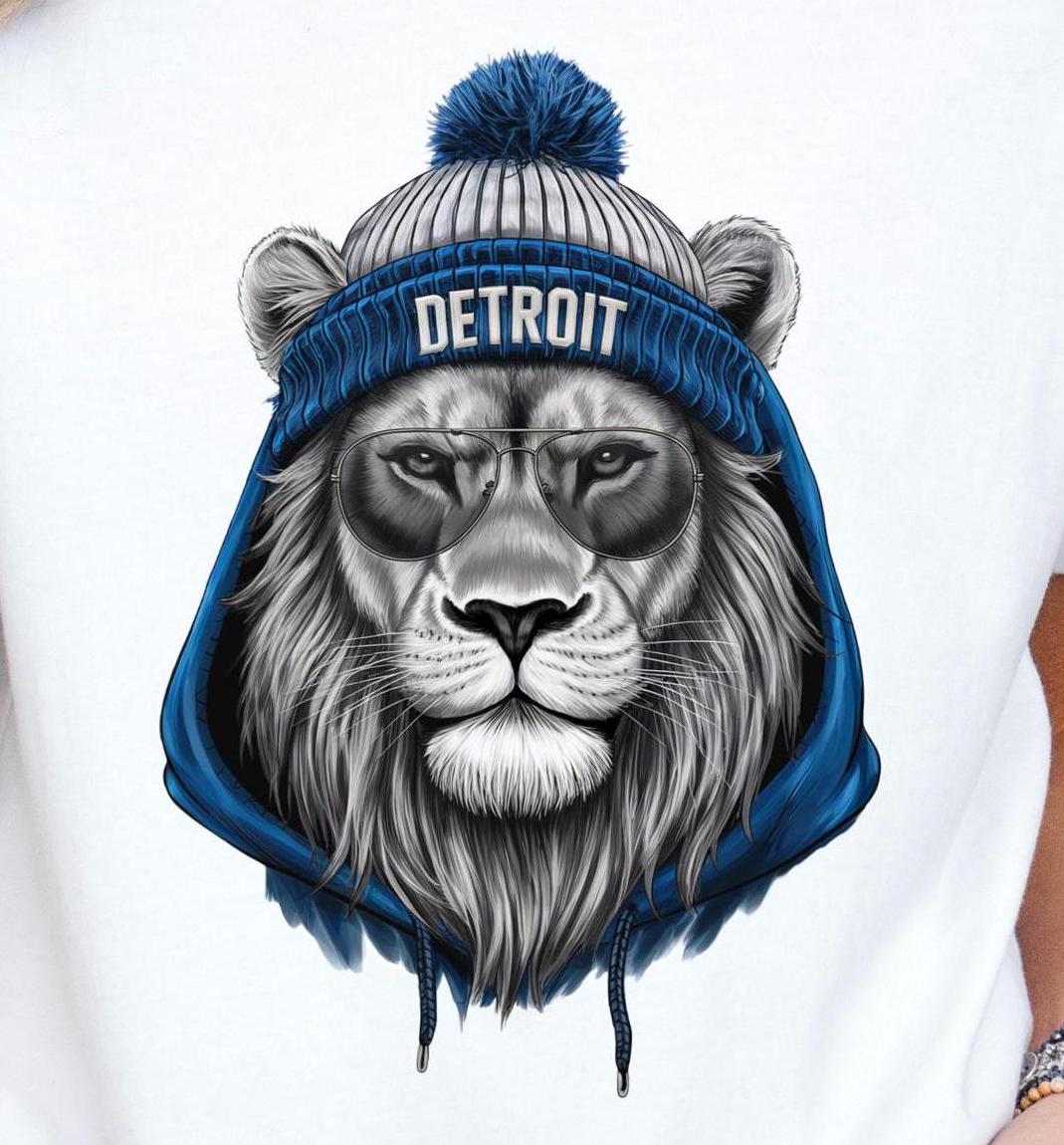 Detroit Lion Cool Graphic PNG – Hipster Lion With Beanie and