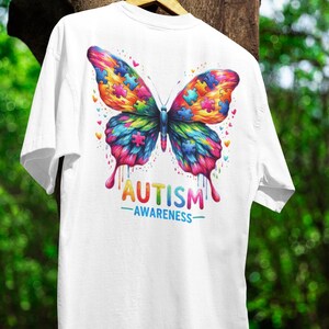 Autism Awareness Butterfly PNG, Sublimation Design for T-shirts, Puzzle ...