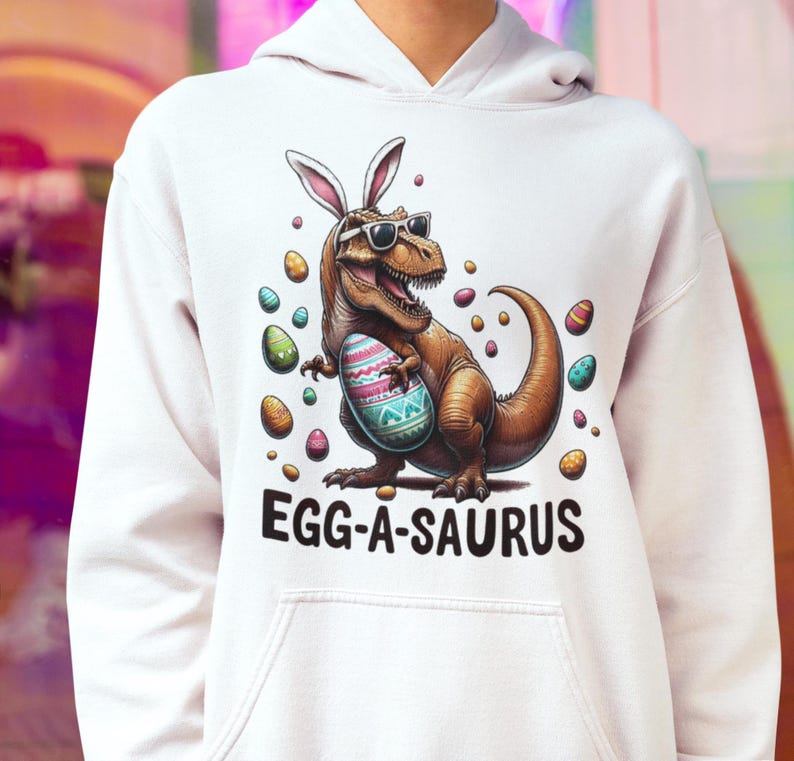 Funny Easter Dinosaur PNG Clipart T Rex Wearing Bunny Ears Holding ...