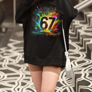 67 TikTok Slang Sublimation PNG DTG Colorful Paint Splash Meme Number 67 Trendy Viral Gen Alpha Aesthetic Clipart Digital Download Shirt Art