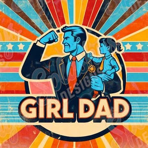 Mädchen Vater Retro PNG Vatertag Sublimation Design Starker Vater und Tochter Kunst Druckbare Vintage Geschenk für Papa Helden Papa Shirt Grafik Download