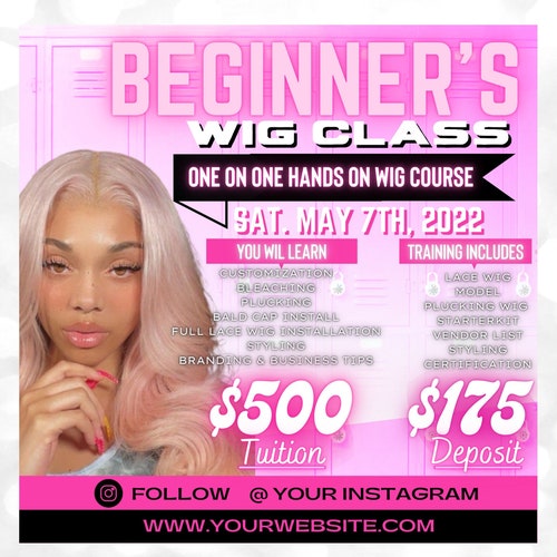 DIY Wig Class Flyer Book Now Template Hair Stylist - Etsy