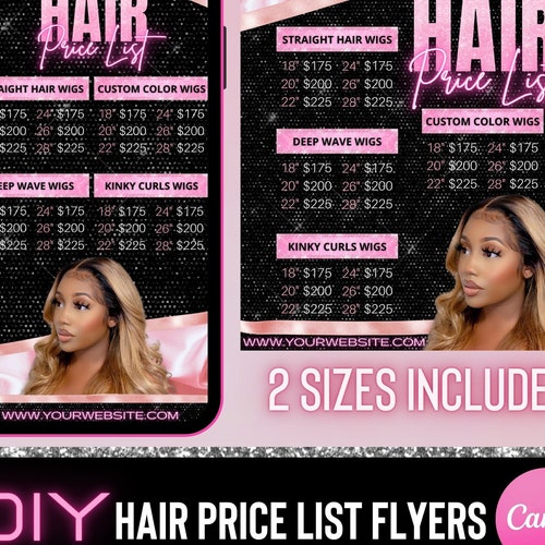 DIY Hair Price List Flyer Templates Wigs Pricing Boutique - Etsy DIY Hair Price List Flyer Templates Wigs Pricing Boutique - Etsy