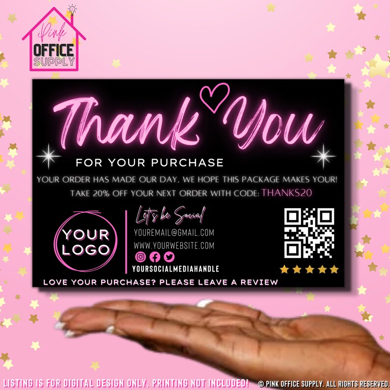 Thank You Card Template DIY Small Business Hair Salon Etsy