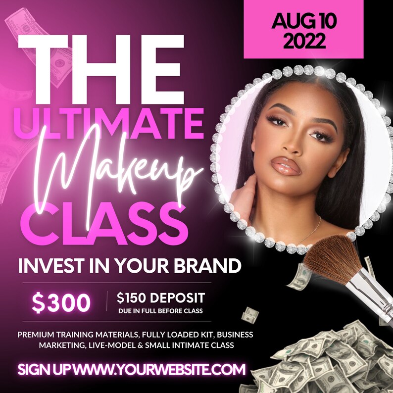 DIY Makeup Class Flyer Template Book Now Flyer Appointments Etsy