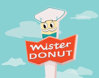 Mister Donut Sign Art Print – High-quality archival velvet paper (8.5x11)