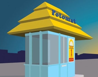 Fotomat - Retro Achitecture Art Print - High-quality archival velvet paper (8.5x11)