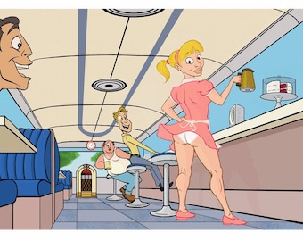 Diner Waitress Pinup Art Print "Check, Please!" - High-quality archival velvet paper (8.5x11/13x19)