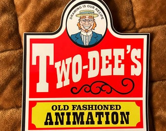 Two-Dee's Old Fashioned Animation Vinyl Sticker (4x4") - 2D Animation Cartoons