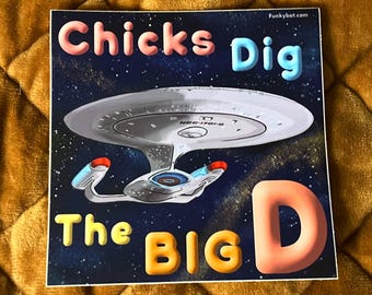 Star Trek TNG - Enterprise-D - Chicks Dig The Big D - High Quality Vinyl Sticker
