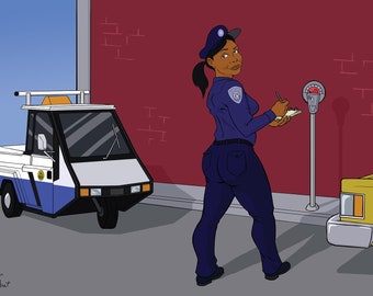 Meter Maid Pinup Art Print "Lovely Rita" - High-quality archival velvet paper (8.5x11/13x19)
