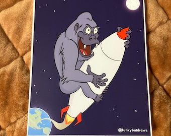 Stonk Ape - Apes to the Moon - High Quality Vinyl Sticker - 4x5"