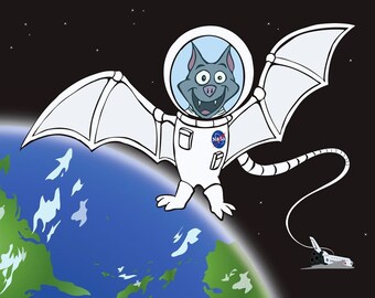 Space Bat "Batstronaut" Art Print – High-quality archival velvet paper (8.5x11)