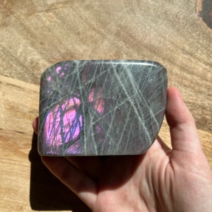 Pink Flash Labradorite Freeform: Flashy Labradorite Crystal From Madagascar, Crown & Third Eye Chakra