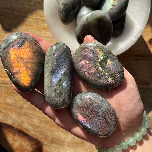 Labradorite Palm Stone - Sunset Labradorite Crystal - You Choose