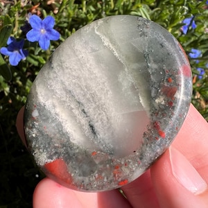 African Bloodstone Worry Stone: Root Chakra Crystal, 1.75&quot;