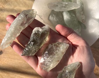 Raw Prasiolite Crystal: Green Amethyst Root from Brazil