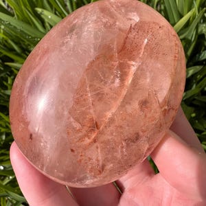 Fire Quartz Palm Stone: Natural Red Hematoid Crystal from Madagascar, Sacral & Root Chakra
