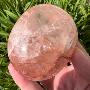 Fire Quartz Palm Stone: Natural Red Hematoid Crystal from Madagascar, Sacral & Root Chakra