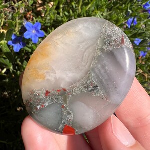 African Bloodstone Worry Stone: Root Chakra Crystal, 1.75&quot;