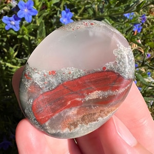 African Bloodstone Worry Stone: Root Chakra Crystal, 1.75&quot;
