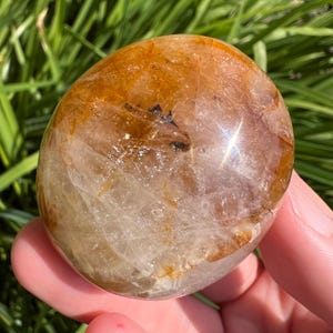 Golden Healer Quartz Palm Stone: Madagascar Crystal (2.2 oz)