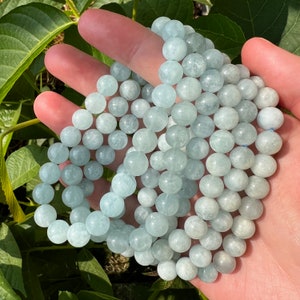 8mm Aquamarine Crystal Bracelet: Calming Energy, Courage & Protection
