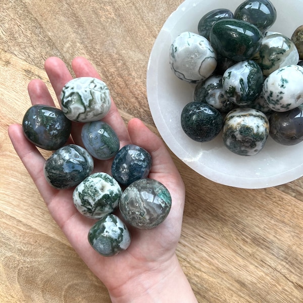 Moss Agate Tumble - Tumbled Moss Agate - Crystal Tumbles