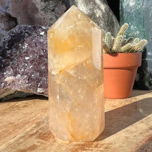 Golden Healer Quartz Tower: Madagascar Crystal, Solar Plexus Chakra