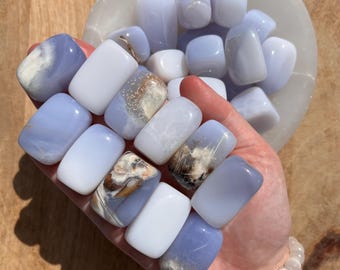 Turkish Blue Chalcedony Tumble: Third Eye Chakra Crystal