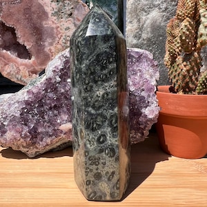 Kambaba Jasper Tower - Large Kambaba Jasper Tower Point - Kambaba Jasper Point- Fossilized Stromatolite Algae - Heart Chakra & Root Chakra
