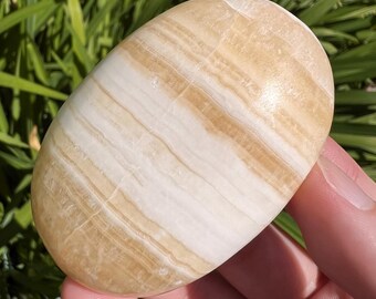 Orange Calcite Palm Stone: Solar Plexus & Sacral Chakra Crystal