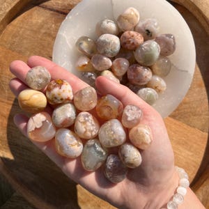 Flower Agate Tumble - Tumbled Flower Agate Crystal - Heart Chakra & Root Chakra